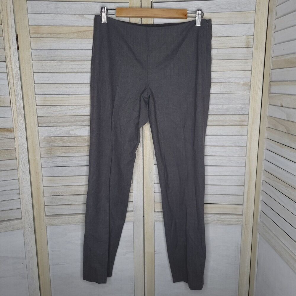 Theory Trousers 6 Gray Stretch Wool Suiting-Fabric Straight Leg Dress Pants